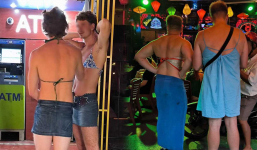 Trend mới của khách Tây đến Hội An, đàn ông mặc bikini 'cháy phố' siêu hài hước