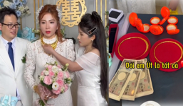 Bà Nhân Vlog tặng 8 vòng vàng nặng trĩu cho em út trong ngày cưới, bị netizen chê 'làm màu'
