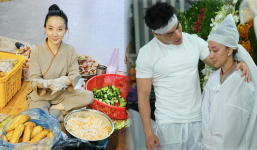 Vợ chồng Lê Dương Bảo Lâm chăm chỉ phát đồ ăn từ thiện hồi hướng công đức cho mẹ quá cố