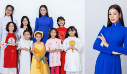 Hoa hậu Khánh Vân chụp ảnh cùng mẫu nhí mừng ngày Nhà giáo Việt Nam