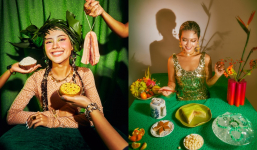 Cô Em Trendy Khánh Linh tung bộ ảnh Tết kết hợp giữa bánh chưng và Dolce Gabbana