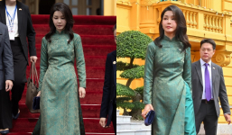 Cận nhan sắc trẻ trung của Đệ nhất phu nhân Tổng thống Hàn Quốc trong tà áo dài Việt Nam