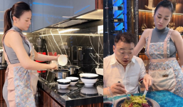 Phương Oanh bầu bí vẫn nấu ăn suốt 4 tiếng cho Shark Bình, CĐM thắc mắc: 'Giàu sao không thuê giúp việc?'