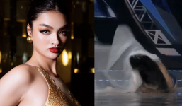 Người đẹp té ngã đập mặt xuống sàn tại Hoa hậu Hoàn vũ Việt Nam 2023, nhan sắc cực hút khiến dân tình tiếc nuối