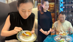 Diễn viên Phương Oanh mang thai đôi tẩm bổ bằng thức ăn rắc vàng, Shark Bình cưng chiều hết mực