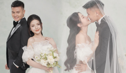Quang Hải và Chu Thanh Huyền tung ảnh cưới, nhưng chiều cao 'bất ổn' của chú rể gây hoang mang