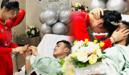 Xúc động đám cưới trong bệnh viện tại Lạng Sơn, cô dâu chú rể trao nhẫn trên giường bệnh