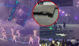 Khoảnh khắc kinh hoàng khi một nhóm nhạc đang biểu diễn bị màn hình led nặng 600 kg rơi trúng người