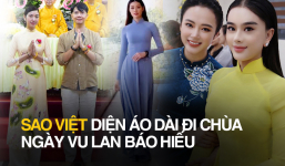 Cận cảnh dàn mỹ nhân Việt diện áo dài đi chùa ngày Vu Lan: Angela Phương Trinh tươi tắn, hoa hậu Khánh Vân thần thái