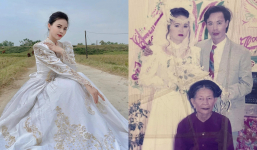 Cô gái gây chú ý khi diện lại 3 chiếc váy cưới của mẹ vào 27 năm trước
