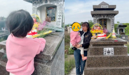 Chồng ra đi, người vợ dẫn con gái ra thăm mộ hát mừng sinh nhật bố