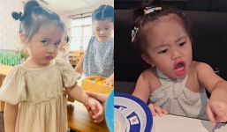 Con gái Lê Dương Bảo Lâm 3 tuổi thừa hưởng quả môi 'uất hận' hệt bố, đi đâu cũng ra dáng chị đại