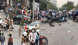 Hà Nội: Ô tô 'điên' lao qua ngã tư, tông ngã hàng loạt xe máy