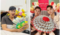 Hà Trí Quang khoe sinh nhật được Thanh Đoàn tặng bó hoa tiền cực 'khủng', công khai hôn nửa kia ngọt ngào