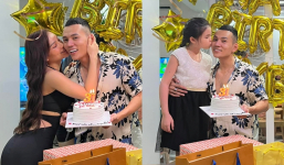 Lý Bình khoe ảnh hạnh phúc trong ngày sinh nhật, Phương Trinh Jolie và con gái riêng 'tranh nhau' hôn má