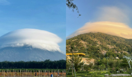 Núi Bà Đen có hiện tượng lạ, mây bao quanh đỉnh núi tựa 'đĩa bay' khiến nhiều người xôn xao
