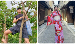 Sao Việt 30/4: Ngô Kiến Huy hóa 'nam thần miệt vườn' trèo cây, Thủy Tiên 'thả dáng' khi du lịch Nhật Bản