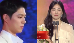 Park Bo Gum cố kìm nén khi Song Hye Kyo phát biểu nhận giải ở Baeksang vì tin đồn ngoại tình năm xưa?