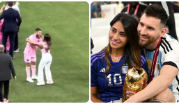Vợ Messi suýt ôm hôn người đàn ông khác ngay trên sân vì nhận 'nhầm chồng'?