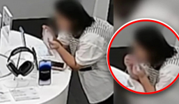 Xôn xao đoạn clip người phụ nữ 'dùng răng' để lấy trộm iPhone 14