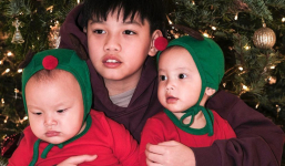 Cưng xỉu bộ ảnh đón Noel của cặp song sinh Leon Lisa nhà Hà Hồ và Kim Lý