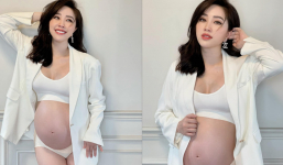 Ca sĩ Bảo Thy tung loạt ảnh ở tuần 36 thai kì, nhan sắc mẹ bầu rạng rỡ không tì vết