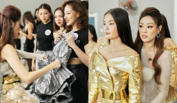 Hậu trường Vinawoman Fashion Show: Hoa hậu Khánh Vân tự tay chỉnh trang phục cho thí sinh