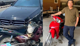 Chủ xe Mesrcedes tặng xe máy mới cho người đàn ông nghèo bị tông vì dừng giữa đường nhặt tiền