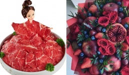 Quà 8/3 thiết thực: Làm hoa hồng bằng thịt bò, trái cây, có thể ăn được, tẩm bổ sức khỏe