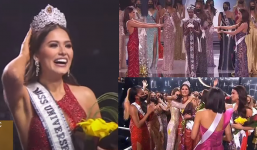 2 người đẹp Miss Universe 2020 đứng cách nhau cả mét chờ nhận giải, xong lại ôm nhau ăn mừng: 'Ủa là sao?'