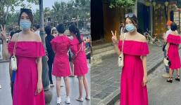 Cô gái mặc váy hồng đi chơi Hội An cho nổi, ai mà có ngờ 1 mét vuông có tới 10 cô áo hồng!