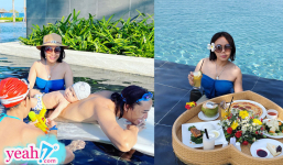 NS Việt Hương hiếm hoi “thả dáng” với đồ bơi đầy quyến rũ ở tuổi 45, hạnh phúc bên chồng và các con