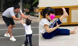 Con gái Trường Giang dạy cả nhà tập gym, fan hào hứng vì động tác quá 'chuyên nghiệp'