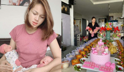 Diễm Châu tổ chức tiệc đầy tháng cho 2 con gái ra đời bằng thụ tinh nhân tạo
