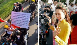 Thùy Tiên đi diễu hành gặp fan nhờ giải bài Hóa học, CĐM: 'Muốn gặp idol mà mẹ bắt học bài sao?'
