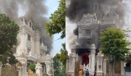Kinh hoàng đám cháy tại lâu đài trăm tỷ ở Quảng Ninh, người dân phát hoảng vì nhà toàn gỗ quý