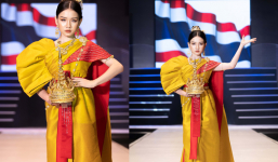 Mẫu nhí mở màn ấn tượng tại Đại hội Siêu mẫu nhí cùng trang phục lấy ý tưởng từ xứ sở chùa Vàng