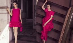 Hoa hậu Giáng My biến hóa với thiết kế tone hồng cho những ngày giao mùa