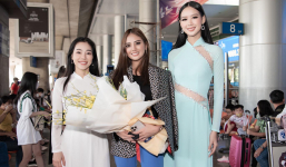 Á hậu Bảo Ngọc nổi bật với chiều cao 1m85 khi đứng cạnh Miss Intercontinental