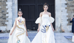 Mẫu nhí 11 tuổi chiều cao vượt trội, tự tin catwalk cùng Hoa hậu Lý Kim Thảo ở Hoàng thành Thăng Long