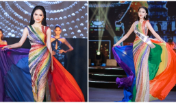 'Á khôi xứ dừa 2019' Phương Thanh diện váy lục sắc trong đêm bán kết Hoa hậu Du lịch Việt Nam 2022