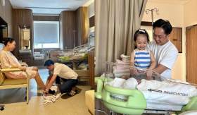 Cường Đô La chăm vợ cực khéo, Đàm Thu Trang lần đầu lộ diện sau sinh con thứ 2