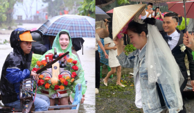 Đám cưới đặc biệt tại 'rốn lũ' Hà Nội, nhà trai đón dâu bằng thuyền tôn và thuyền tự chế