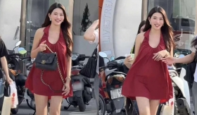 Á hậu Quỳnh Châu bầu bí vẫn đẹp rạng rỡ bất chấp camera thường