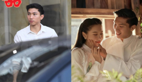 Chú rể Đoàn Văn Hậu xuất hiện bảnh bao, sẵn sàng đi rước cô dâu Doãn Hải My về dinh