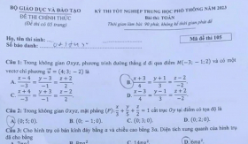 Gợi ý đáp án thi tốt nghiệp THPT 2023 môn Toán mã đề 105