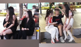 Cô gái liều mình ngồi lên đùi bạn trai người khác trên phố đi bộ, CĐM tranh luận vô tư hay vô duyên?