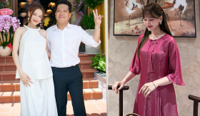 Hari Won và Nhã Phương lên đồ cùng ông xã đi khai trương, mẹ bầu 7 tháng hay vợ MC đều đẹp