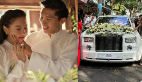 Cận cảnh siêu xe Roll Royce 50 tỷ Đoàn Văn Hậu rước Doãn Hải My về dinh, đám cưới rộn ràng cả Thái Bình