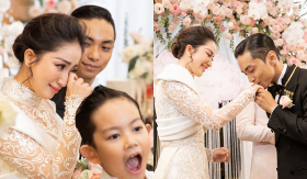Khánh Thi xúc động bật khóc trong lễ thành hôn với Phan Hiển sau 13 năm bên nhau